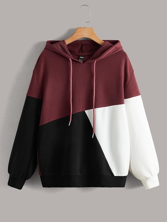 Maroon Black and White Hoodie