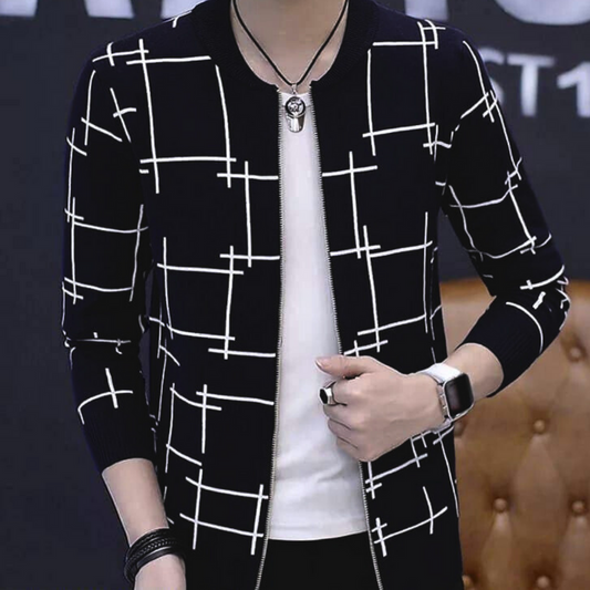 Black Printed Zipper Jacket