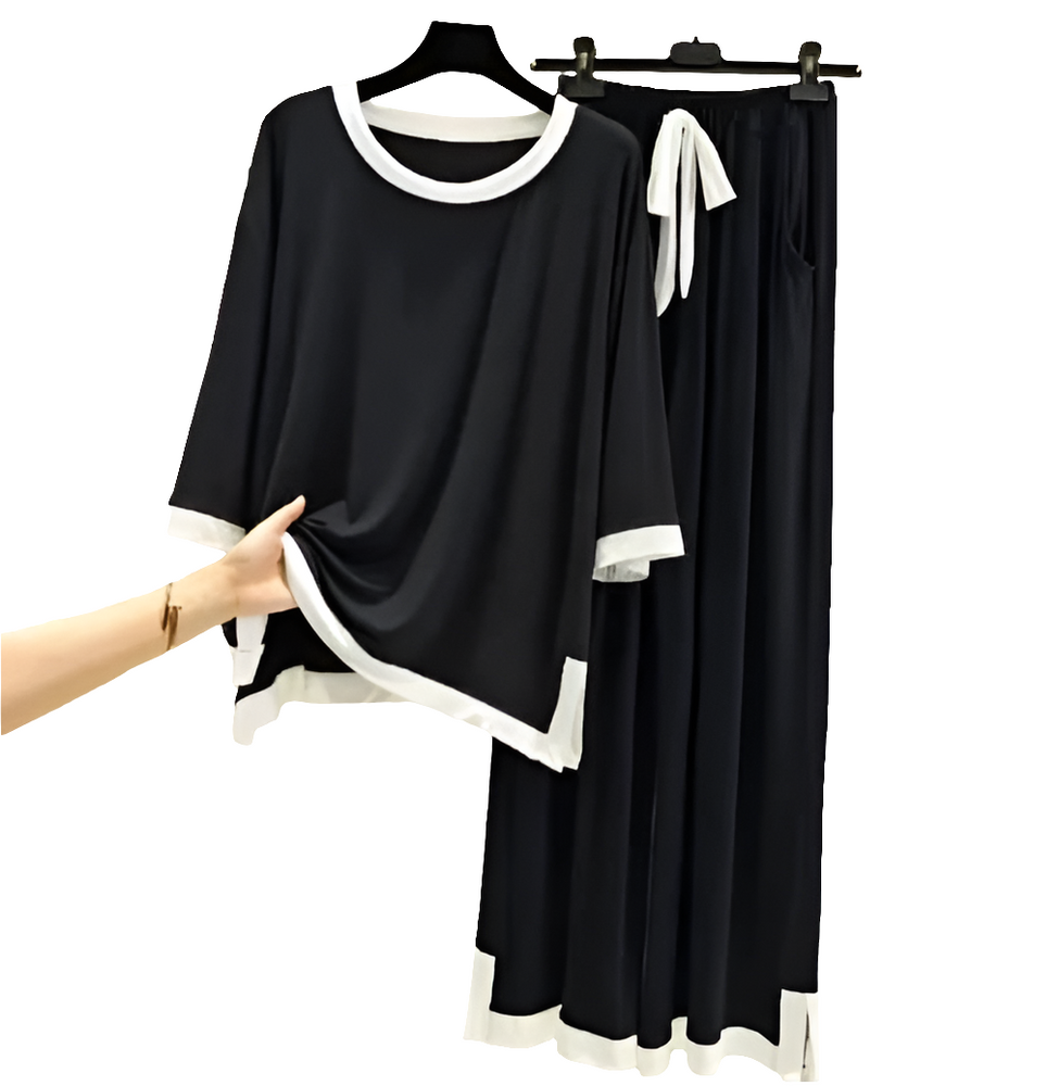 Black White Round Neck Plazzo🖤 Made with soft & comfy Cotton Jersey ✨