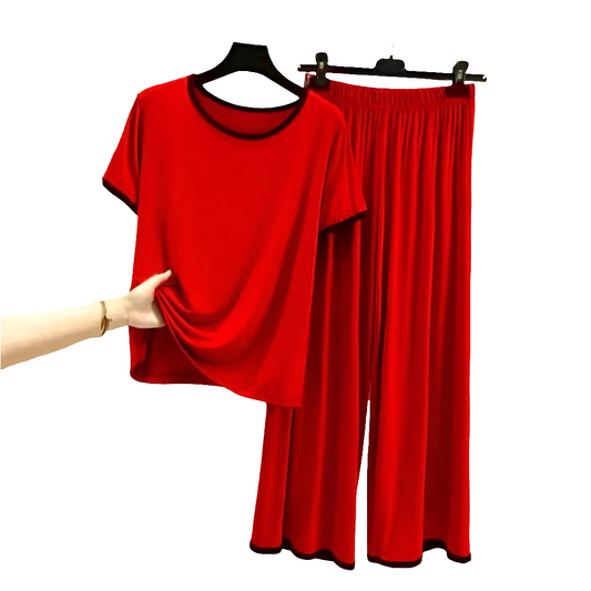 Red with Black Piping Style Home Wear For Her ❤️