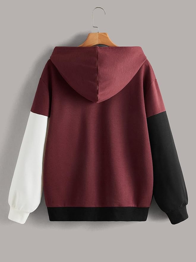 Maroon Black and White Hoodie