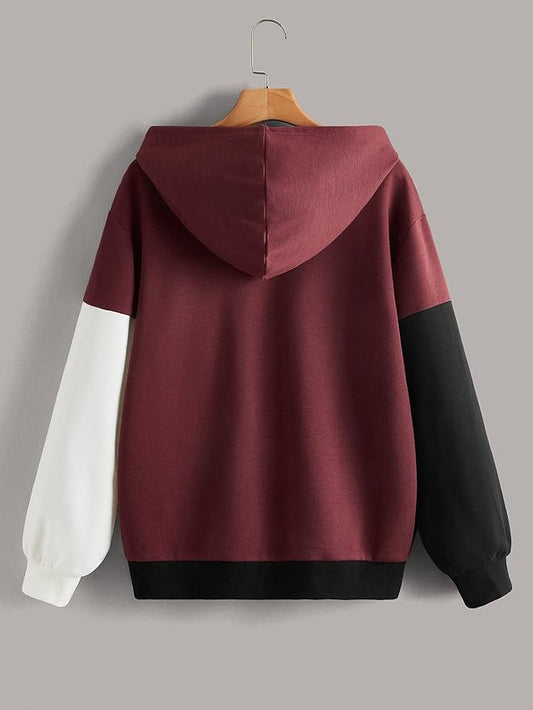 Maroon Black and White Hoodie