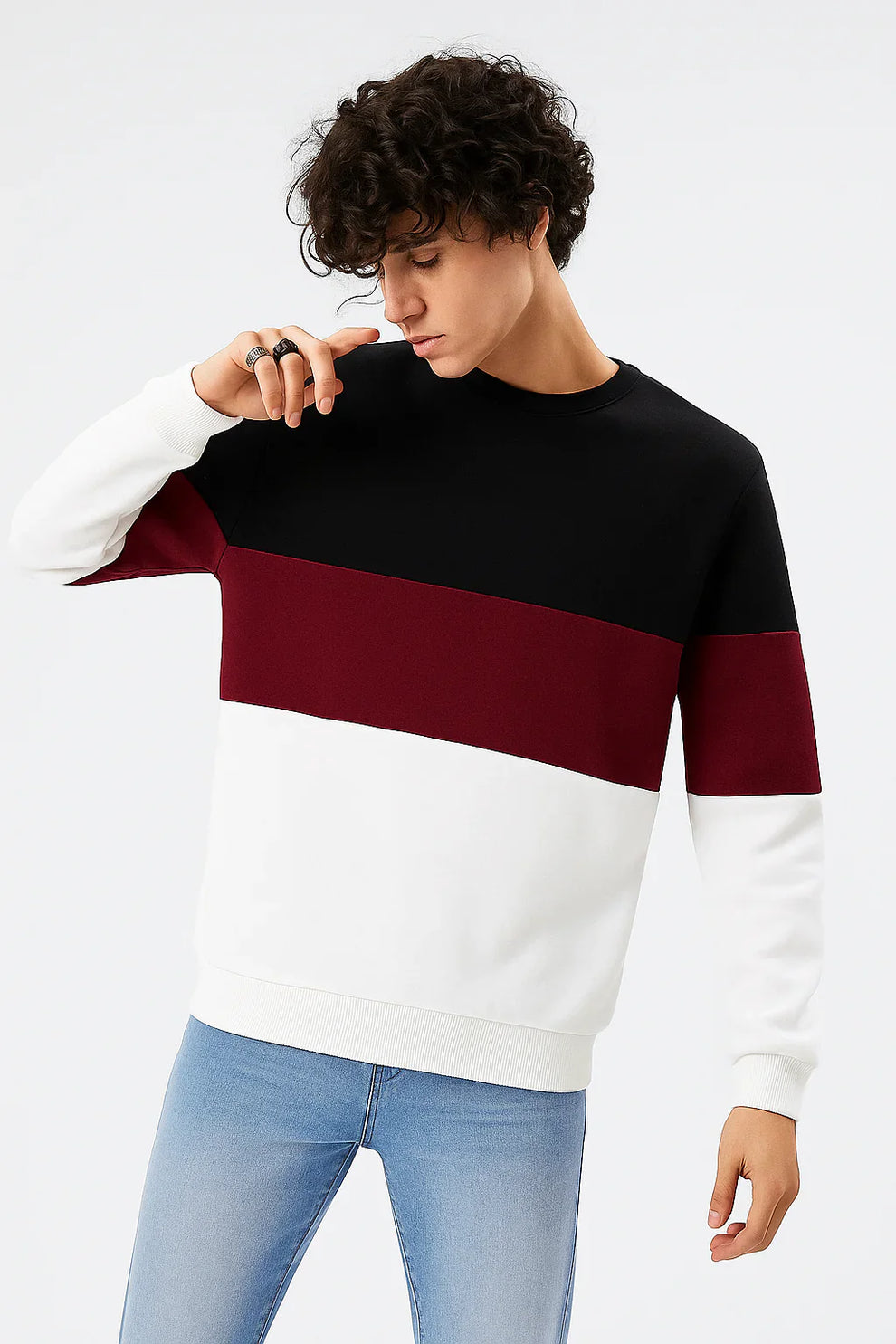 Black, Maroon And White Sweatshirt
