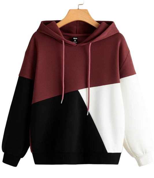 Maroon Black and White Hoodie
