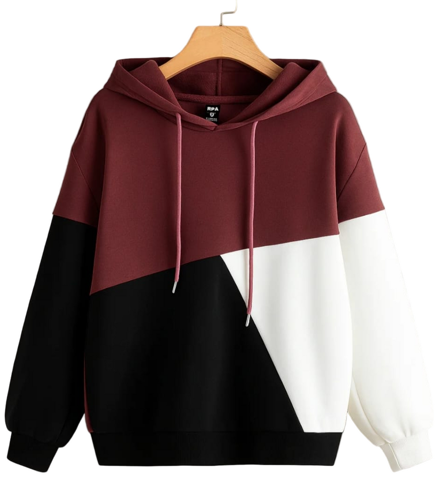 Maroon Black and White Hoodie